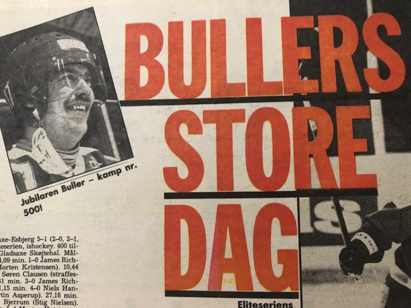 GSFs legendariske Ken "Buller" Jensen var i 1988 den første i dansk ishockey, der rundede kamp nr. 500 på førsteholdet.