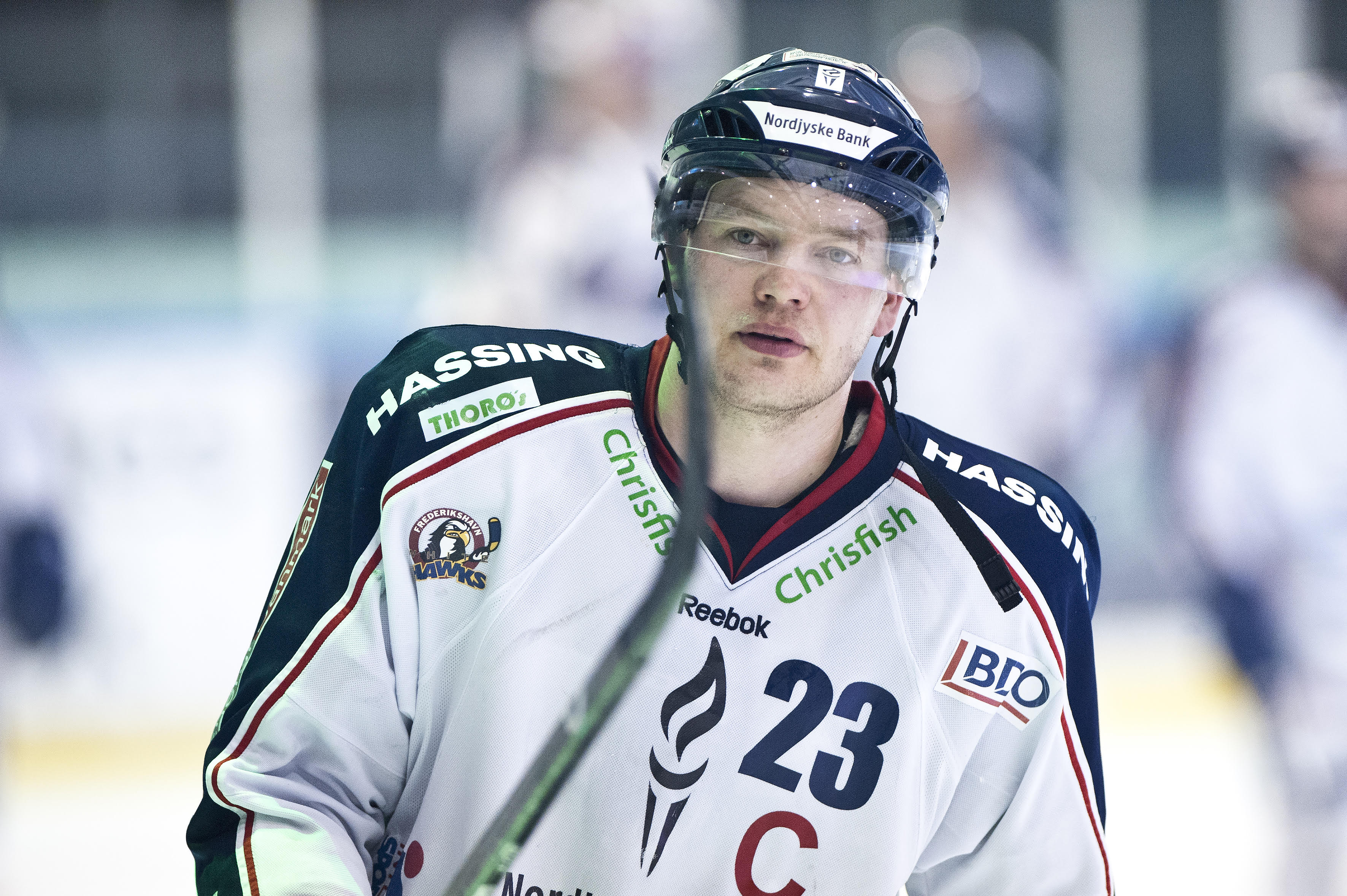Frederikshavn White Hawks’ legendariske nr. 23, Mike Grey, nød at spille i Aalborg og Vojens, selv om de buhede ad ham. Foto: eframe