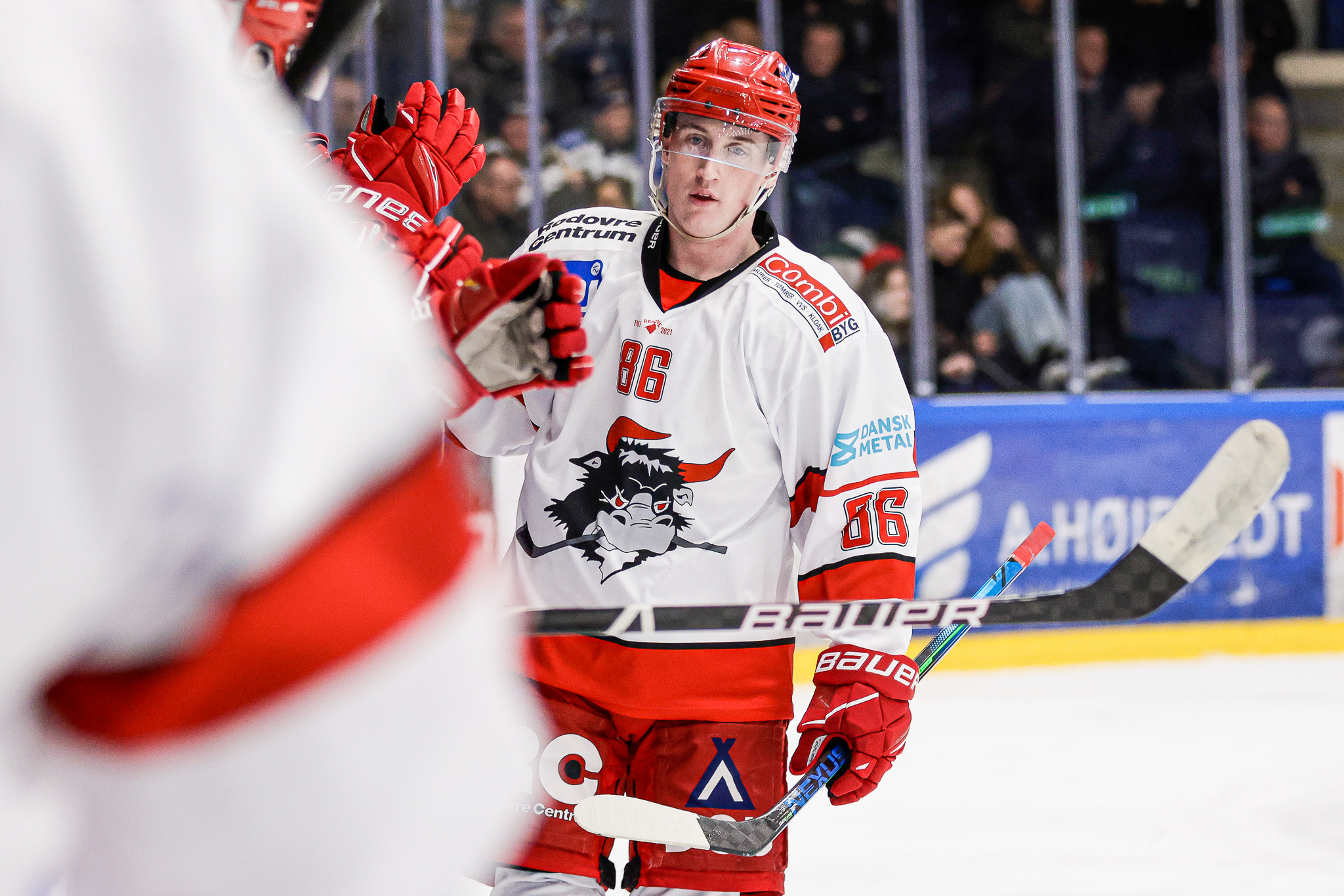 Hattrick-skytten Frederik Kaels her i sin tidligere klub Rødovre. I går bombede han løs for Hvidovre. 